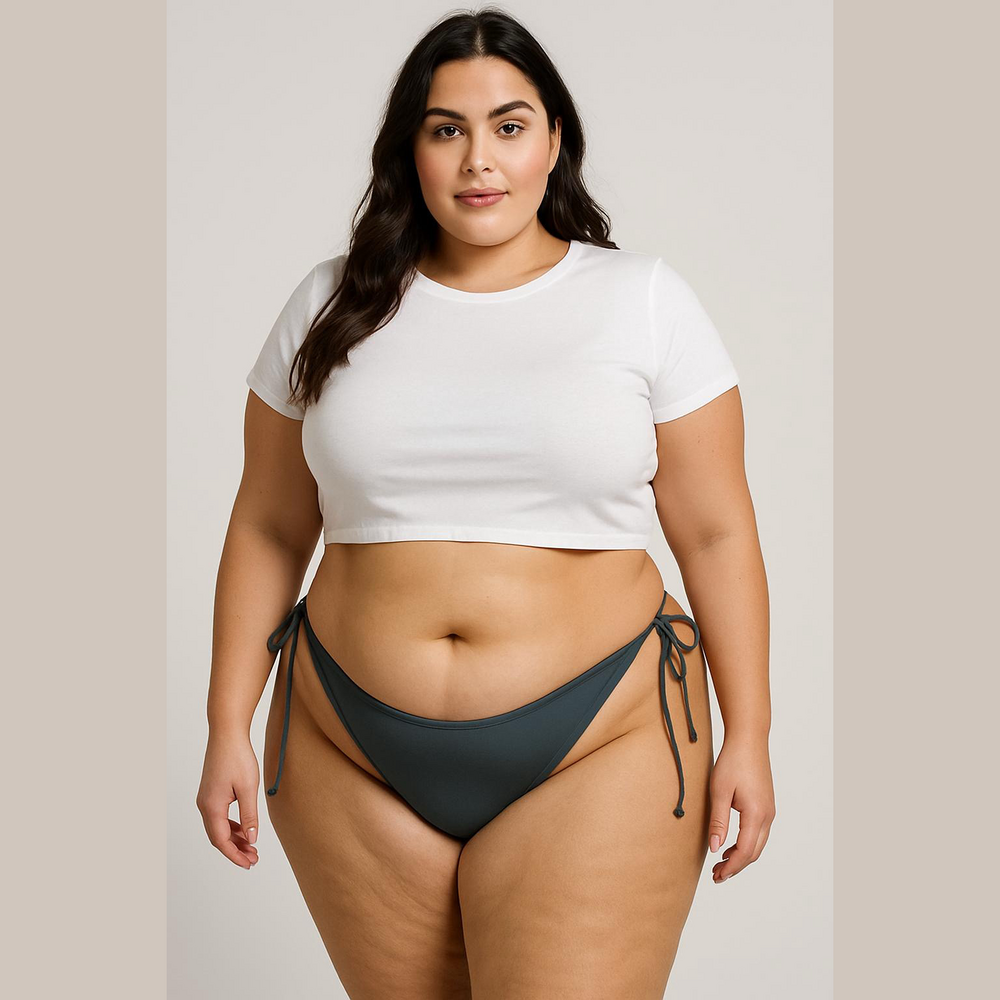 Skims Dippy Tie String Bikini Bottoms in Gray Dark Silver Size 4X NWT Gunmetal